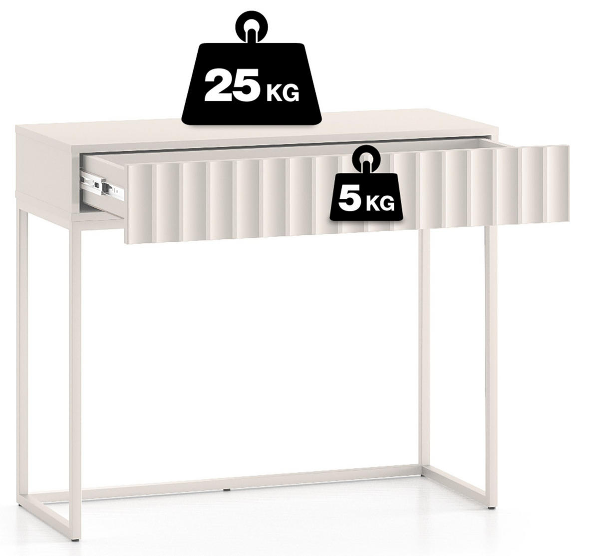 SCHMINKTISCH Derriva Hellbeige 91 cm - Ecru/Beige, Holzwerkstoff/Metall (40/91.6/78.1cm) - Selsey