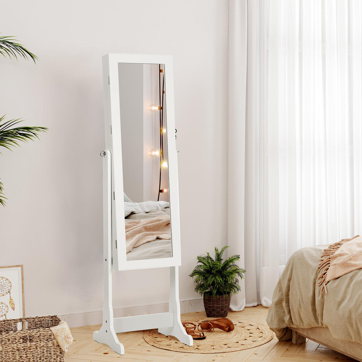 SCHMUCKSCHRANK Betty - Weiß, Holzwerkstoff (41/36/151cm) - SONGMICS