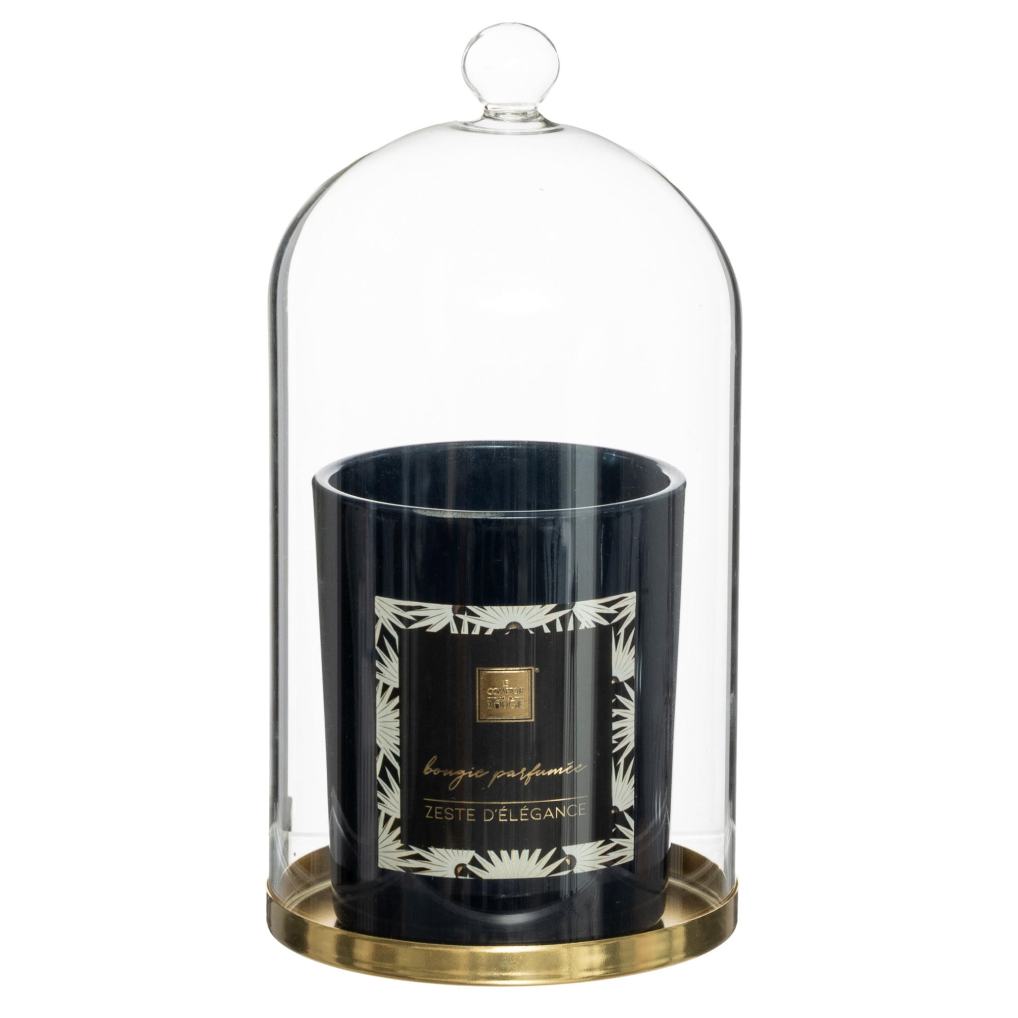 DUFTKERZE mit Glaskuppel Feel 10/10/20 cm - Dunkelblau, Paraffin (10/20cm) - Atmosphera Createur d´interieur