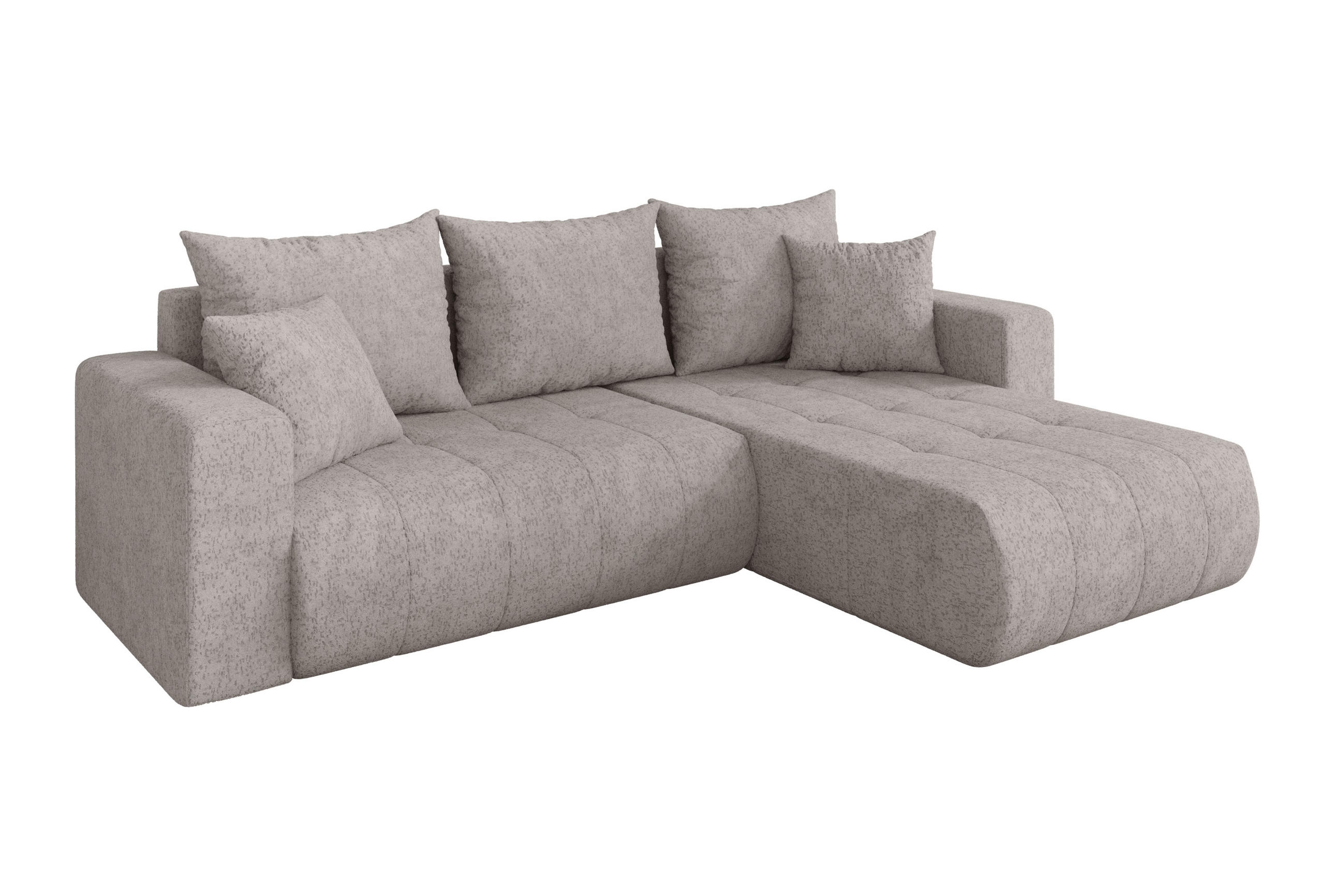ALTDECOR ROHOVÁ SEDAČKA s funkcí spaní, otoman vpravo MILA-L 277x194x86 světle šedá velur