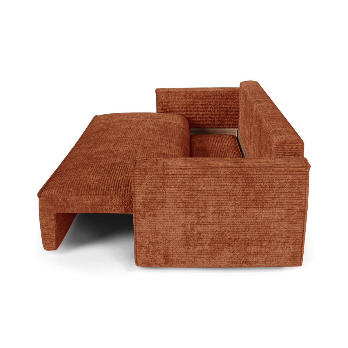 SCHLAFSOFA mit Stauraum Cord Terrakotta 254cm - Dunkelorange/Terracotta, Textil (254/78/95cm) - Premium Interiors