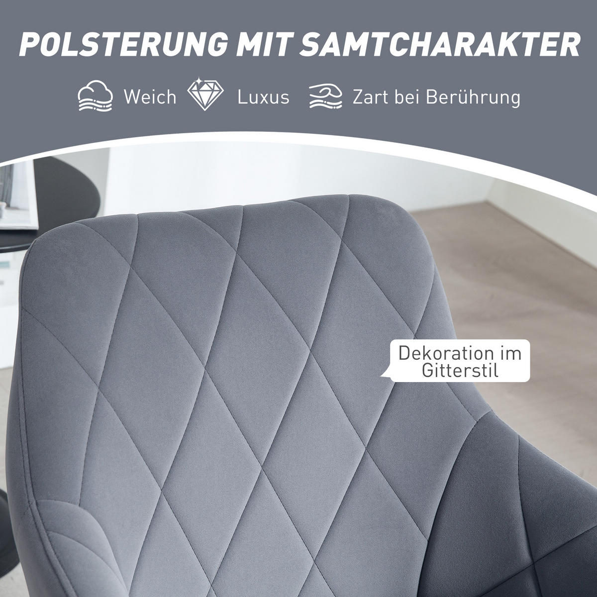 ESSZIMMERSTUHL Polsterstuhl Wohnzimmerstuhl mit Armlehne Küchenstuhl Grau - Grau, Textil (58/79/60.5cm) - HOMCOM