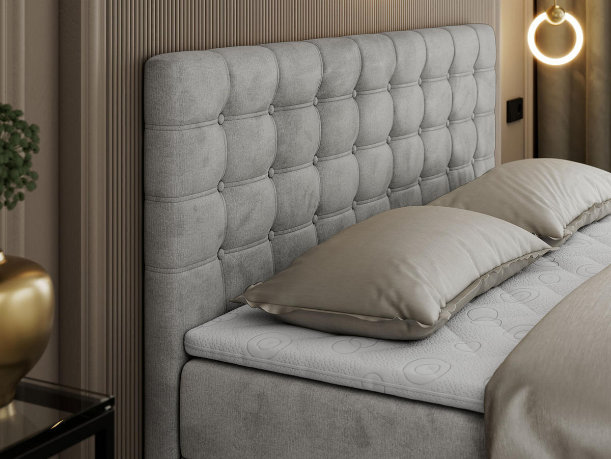 BOXBETT SUSAN 200/200 Hellgrau Velvet - H3 - Hellgrau, Holz/Textil (200/200cm) - MKS