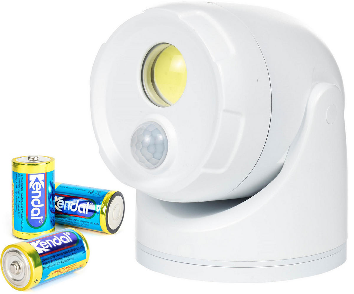 LED-BATTERIE-SPOT-STRAHLER - mit Bewegungsmelder und Erdspieß für Außenbereich, 3er-Set D-Batterien inklusive - Weiß, Kunststoff (10.9/10.9/17cm) - Northpoint