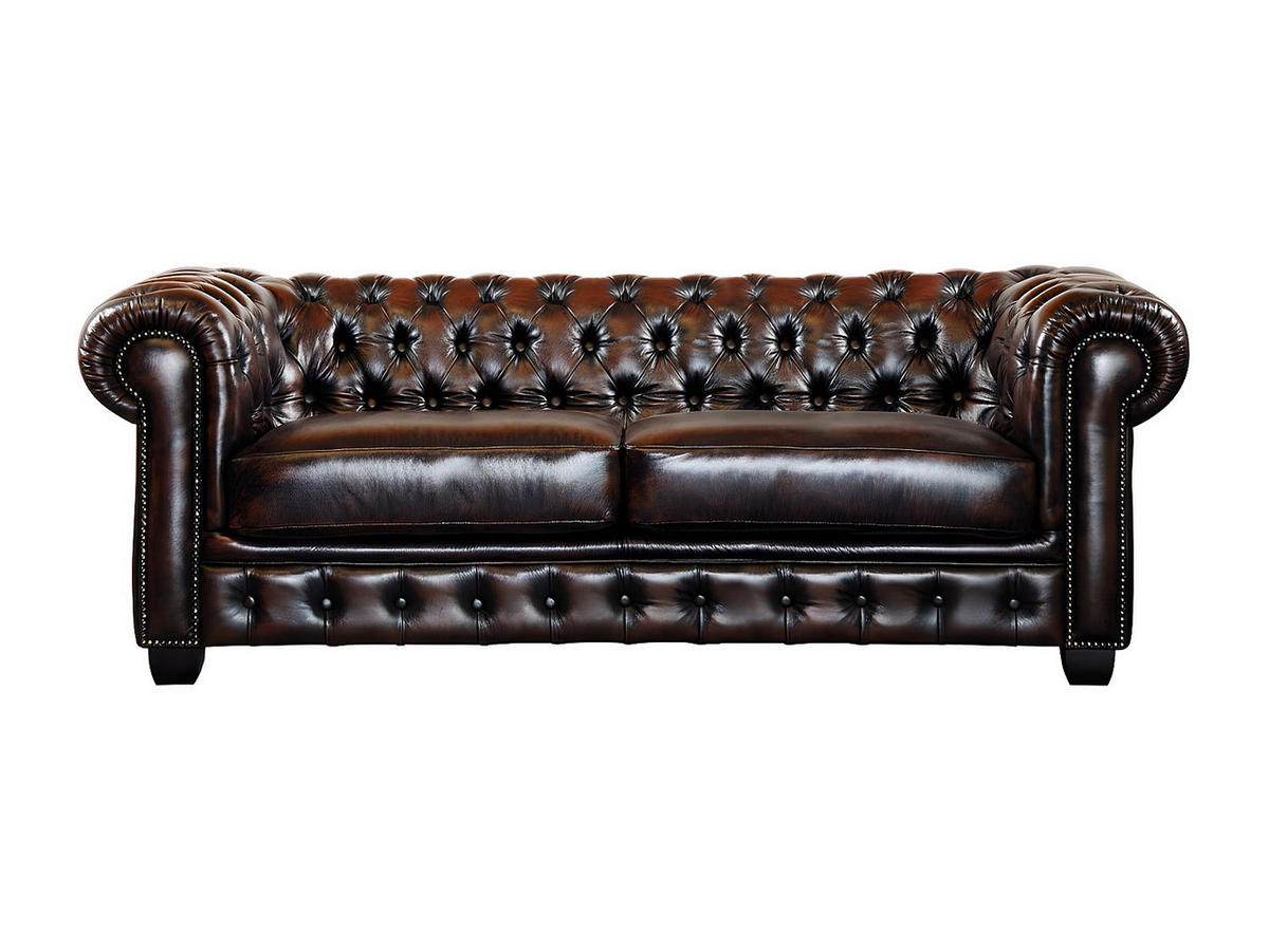 COUCHGARNITUR mit Sessel - 6 Personen - Leder - Schokoladenbraun - BRENTON - Braun, Leder (201/73/96cm) - Vente-Unique