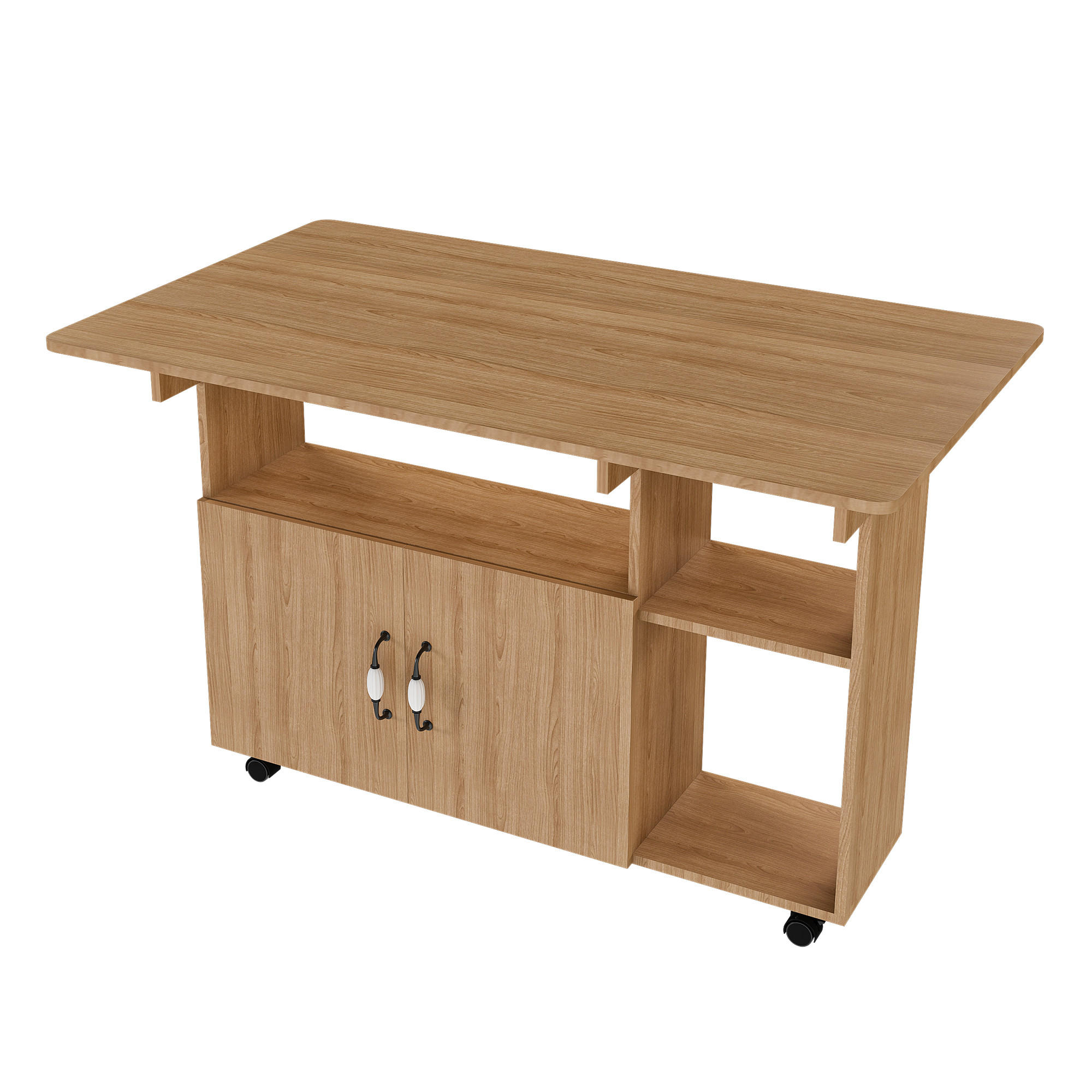 KLAPPTISCH 110/70/80 cm mit 5 Ablageböden DE-39961 Helle Eichenoptik - Eichefarben, Holzwerkstoff (70/110/80cm) - ComfortXL
