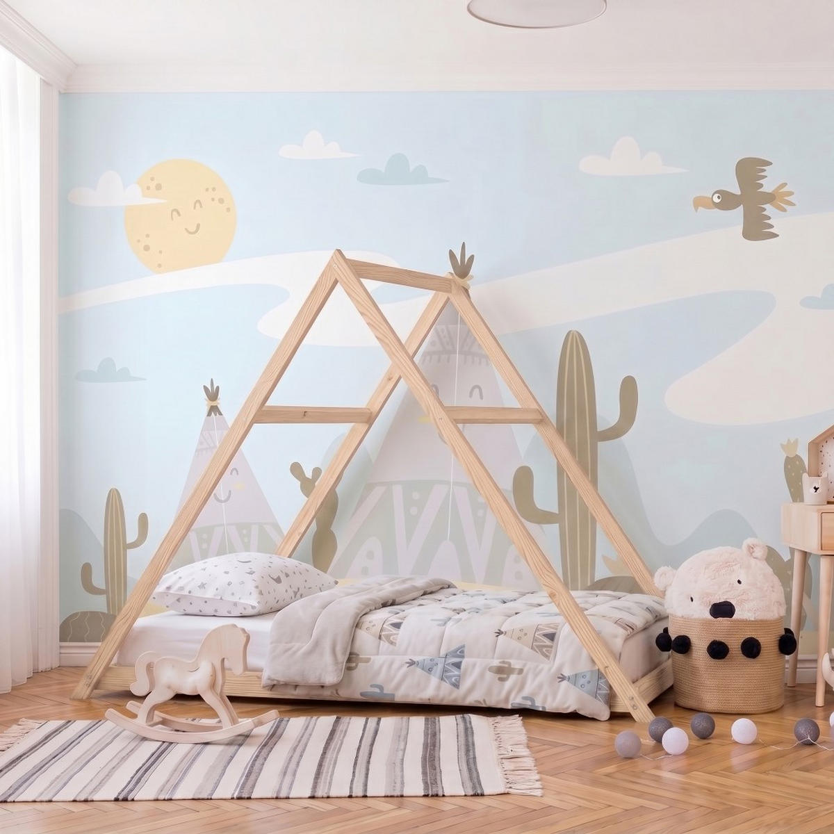 HAUSBETT APACHE mit Lattenrost / Kinderbett 90x190 - Naturholz - Naturfarben, Holz (90/190cm) - Weber Industries