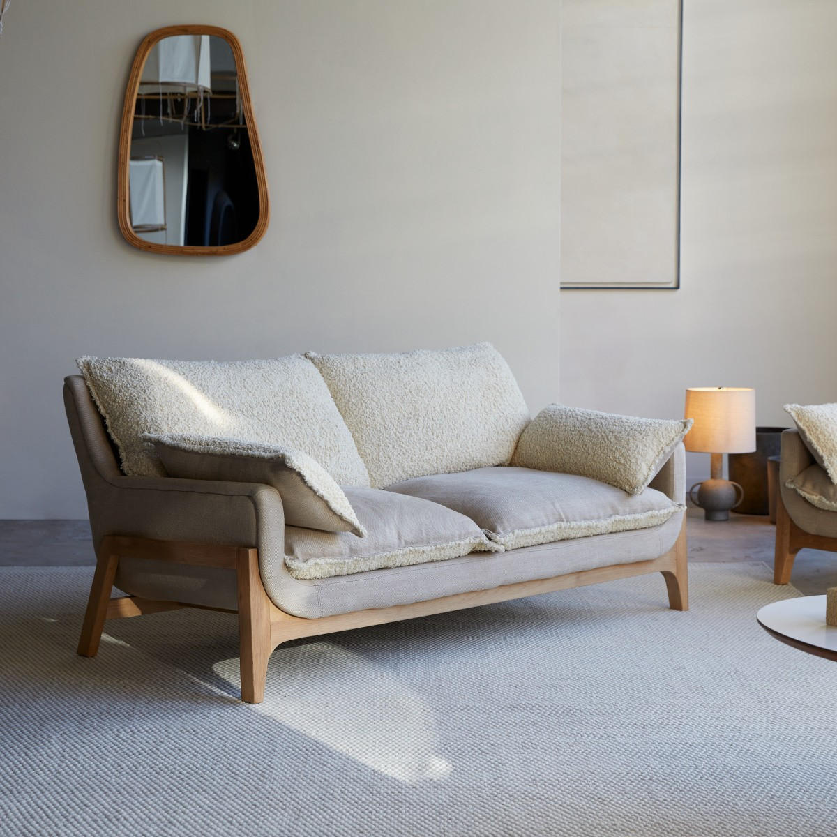 SOFA Woodnest Beige aus Stoff - Beige, Textil (166/77/93cm) - Tikamoon