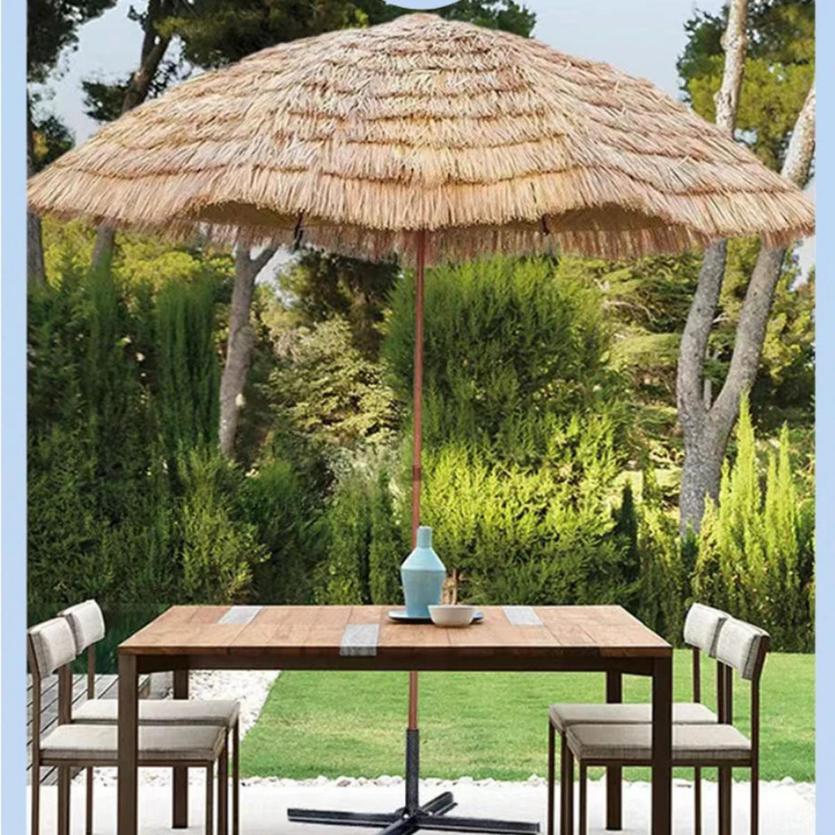 SONNENSCHIRM,STROH & Stahl,Hellbraun, 2 m Durchmesser Unterseite - Braun, Naturmaterialien (200/200cm) - Authentics