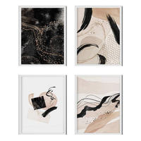 POSTER Set mit 4 Blätter und abstrakten Formen mit braunen Tönen A4 Rahmenlos - Klar, Papier (29.7/3cm) - Nacnic