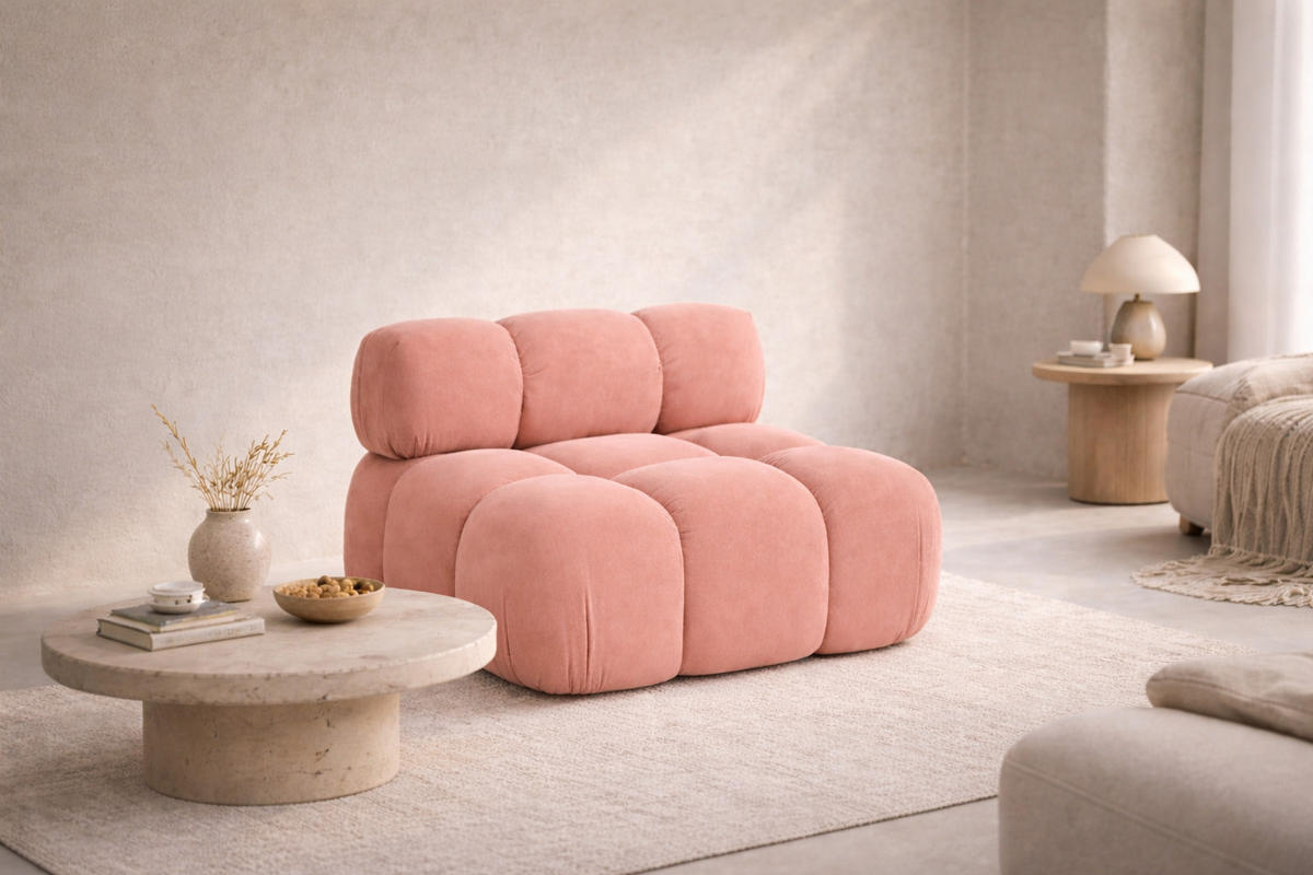 MODUL Mittig, Für Modulares System, Stoff Salvador, Rosa, Selia - Pink, Holz (95/70/95cm) - Kaiser Möbel