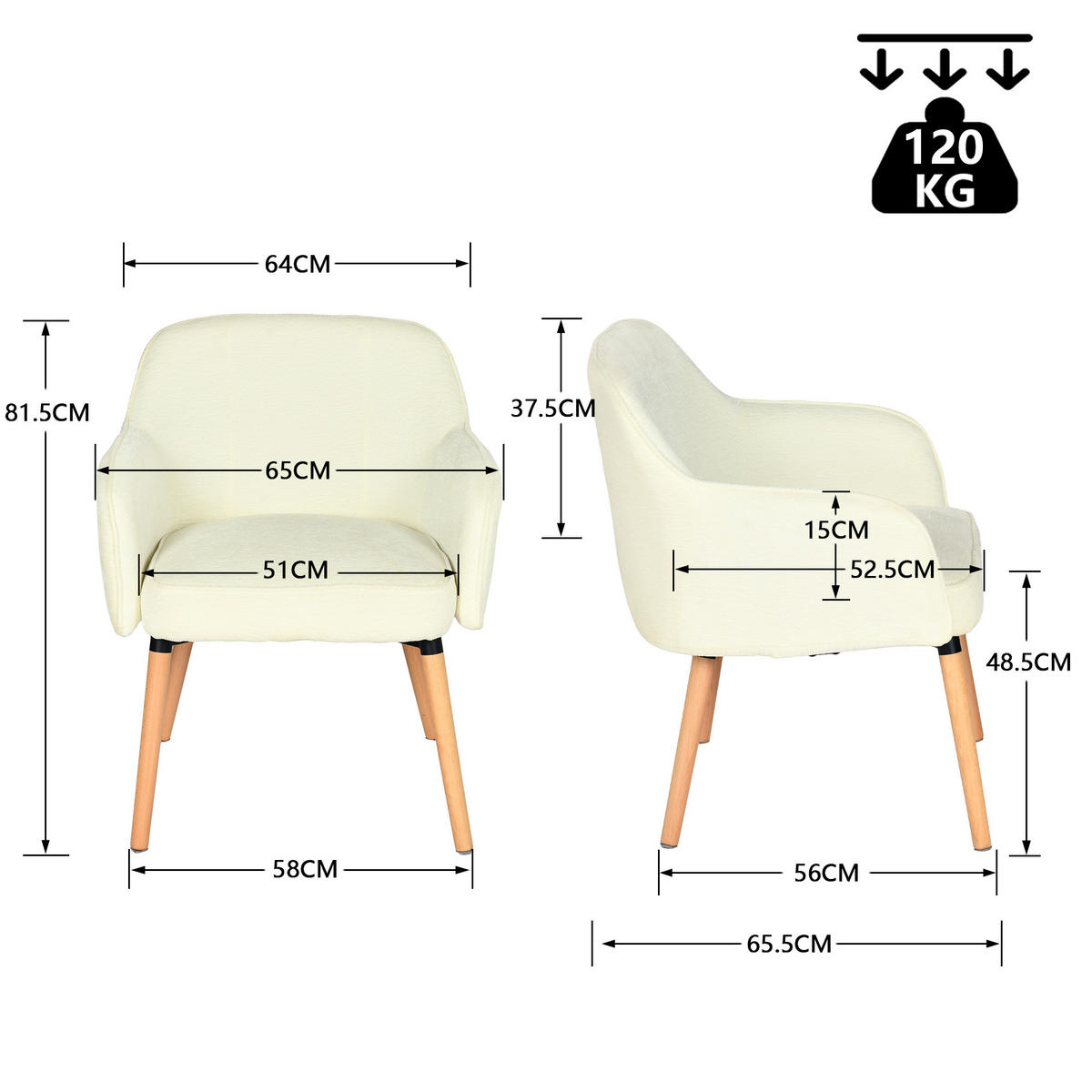 SESSEL in Webstoff, Beige - Beige, Textil/Metall (64/81.5/65.5cm) - Meubles Cosy