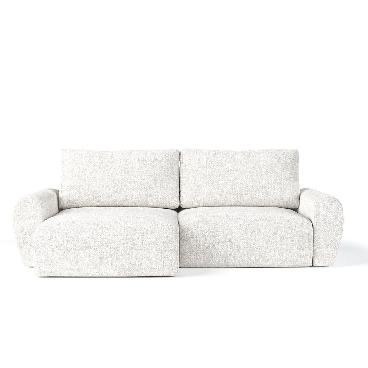 ECKSOFA OMARI mit Schlaffunktion Creme im Neve Stoff - Creme/Schwarz, Holz/Holzwerkstoff (253/153cm) - AltaBeds