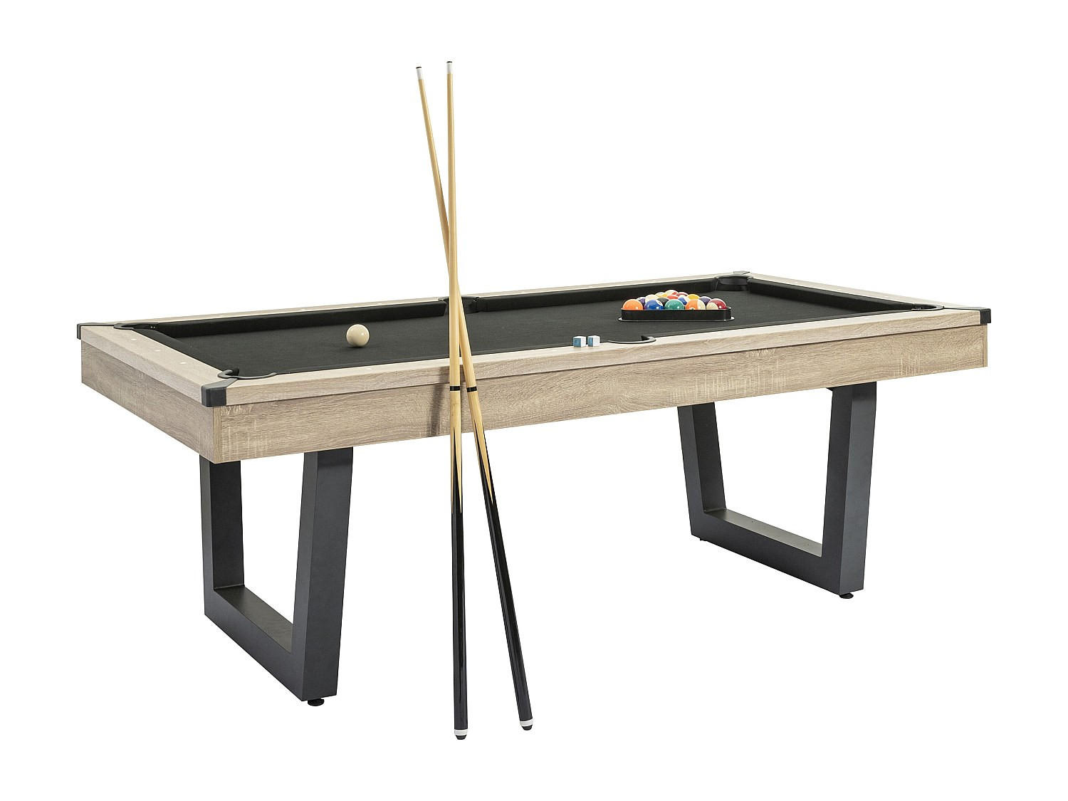 MULTIFUNKTIONSTISCH - Billard & Tischtennis - 213,4 x 111,8 x 78,5 cm - Holzfarben hell & Schwarz - MELIAN - Schwarz, Holz (213.4/111.8cm) - Vente-Unique