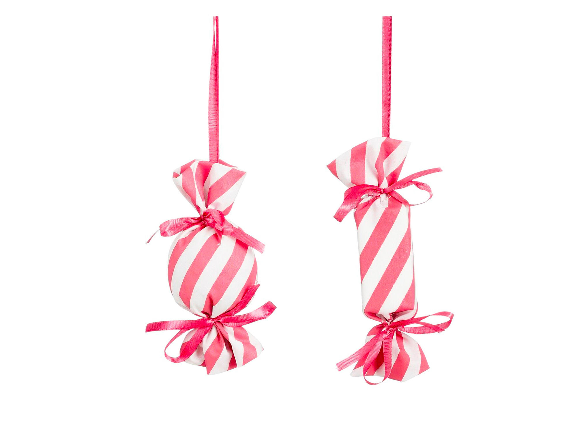LAALU CHRISTBAUMKUGEL-SET 2 Ornamenten: rosa und weißes Bonbon 13 cm - Weiß/Rosa, Kunststoff (20/20/20cm) - LAALU
