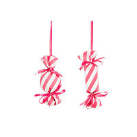 LAALU CHRISTBAUMKUGEL-SET 2 Ornamenten: rosa und weißes Bonbon 13 cm - Weiß/Rosa, Kunststoff (20/20/20cm) - LAALU