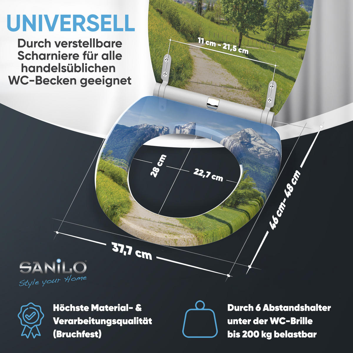 WC-SITZ mit Absenkautomatik Alpen - Grün, Holzwerkstoff (37.7/5.5/48cm) - Sanilo