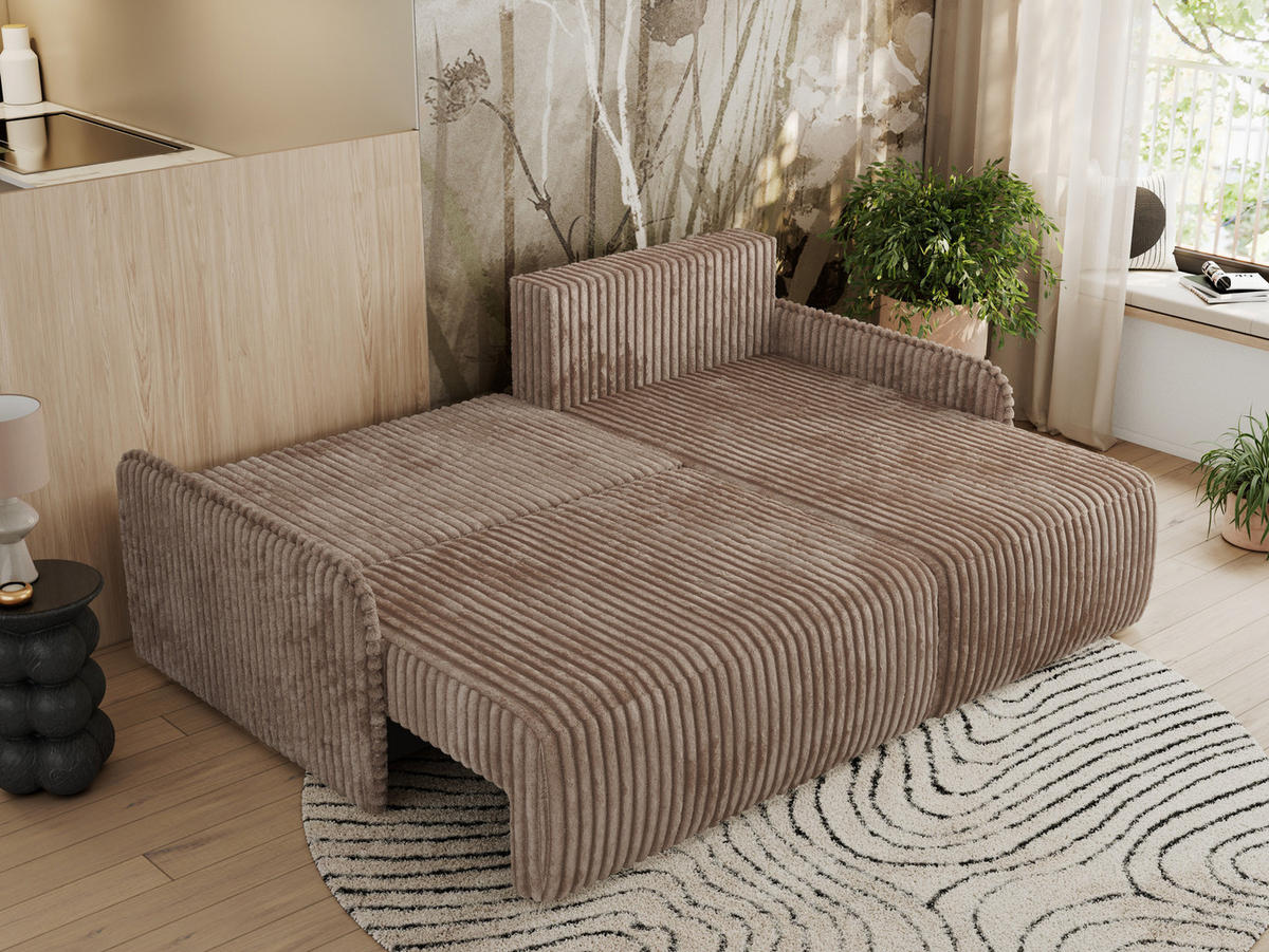 ECKSCHLAFSOFA ARPA L Braun Cord - rechts - Schwarz/Braun, Kunststoff/Textil (150/198cm) - MKS