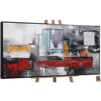 GEMÄLDE Abstraktion Schattenfugenrahmen schwarz 100x50 cm - Schwarz, Holz (100/50cm) - YS-art gallery