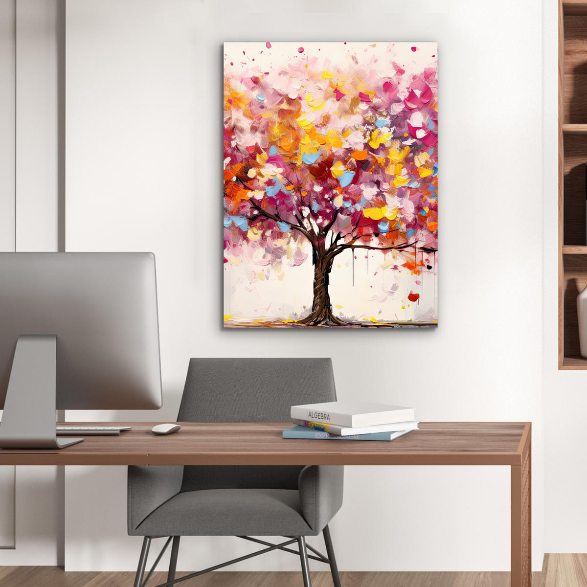 KOVOVÝ OBRAZ Akvarel - Strom - Umenie - Abstraktné 60x80 cm - viacfarebná, kov (60/80cm) - MuchoWow