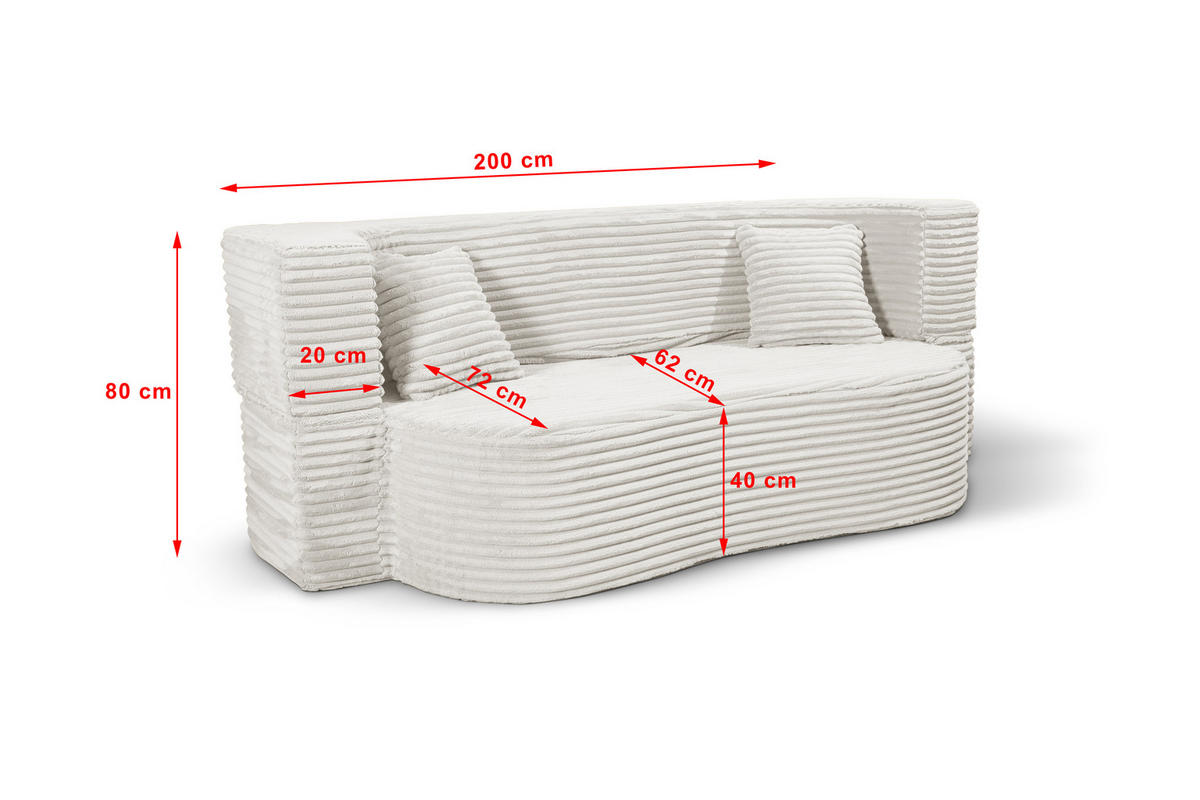 SCHLAFSOFA MYFOAM, Sofa mit Schlaffunktion, Farbe: Weiß, Cordstoff - Weiß, Textil (200/80/72cm) - Storez24