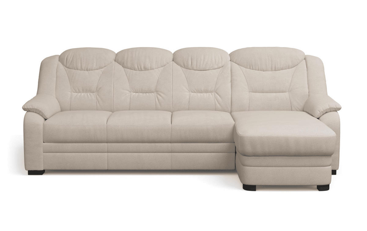 ECKSOFA mit Schlaffunktion – weiches Chenille-Gewebe - Sandfarben/Beige, Holz/Kunststoff (162/257cm) - Cotta