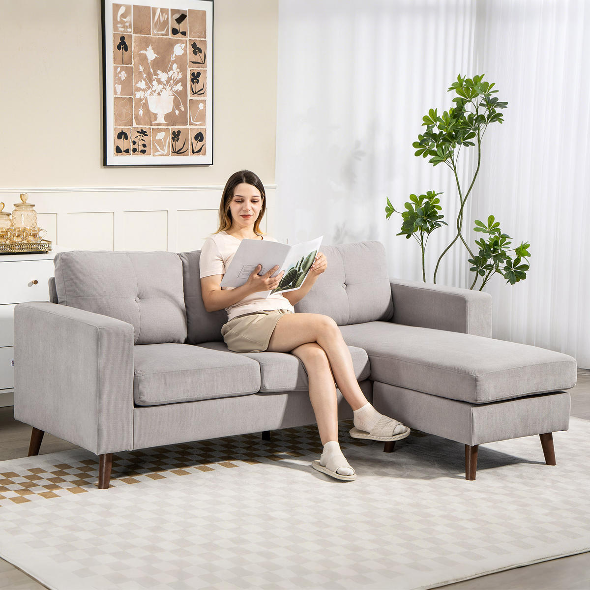 ECKSOFA Hellgrau 192/137/84 cm - Hellgrau, Textil (192/137cm) - PANGIVO
