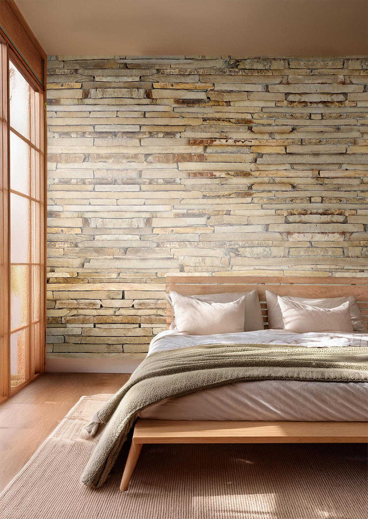FOTOTAPETE Stein-Optik 375 x 270 cm - Beige, Papier (375/270cm) - Sanders & Sanders