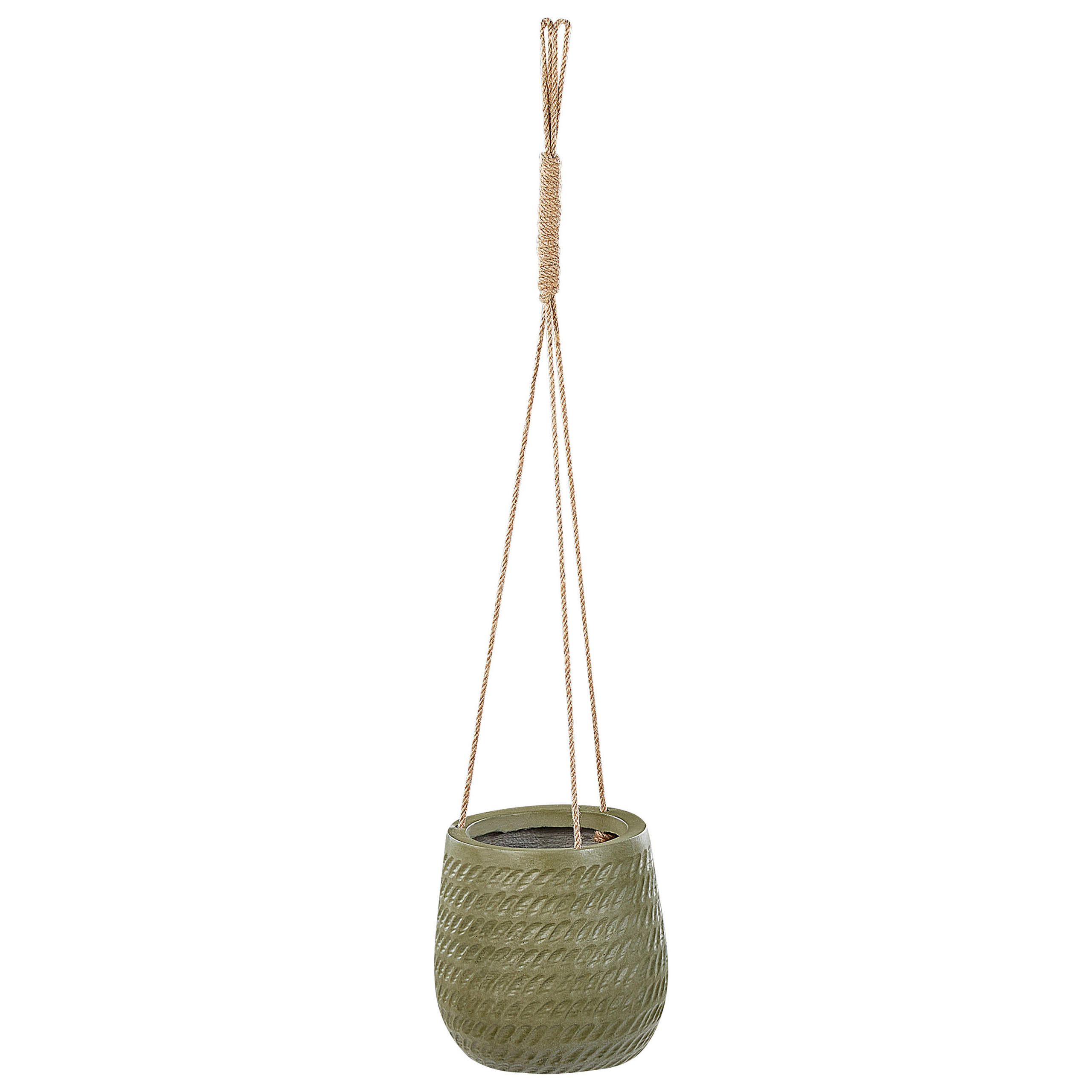 BLUMENAMPEL olivgrün rund 20/20/21 cm Livadia - Grün, Naturmaterialen (21cm) - Beliani