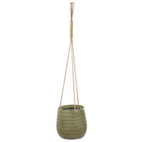 BLUMENAMPEL olivgrün rund 20/20/21 cm Livadia - Grün, Naturmaterialien (21cm) - Beliani