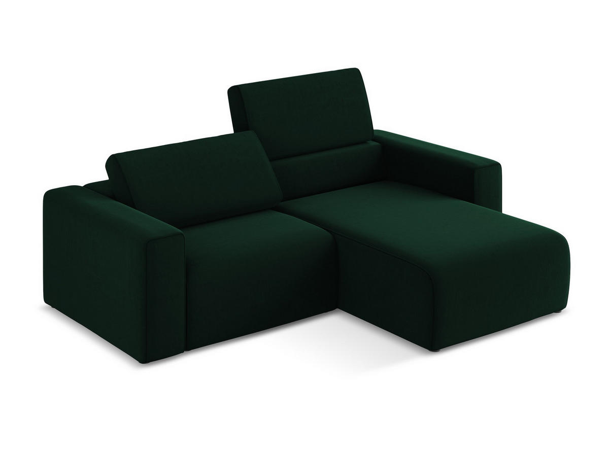 ECKSOFA Rechts Samt Stoff Grün - Blau/Dunkelgrün, Kunststoff/Textil (224/167cm) - Makamii