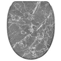 WC-SITZ mit Absenkautomatik & Top Fix Marmor Grau - Grau, Holzwerkstoff (37.7/5.5/48cm) - Sanilo