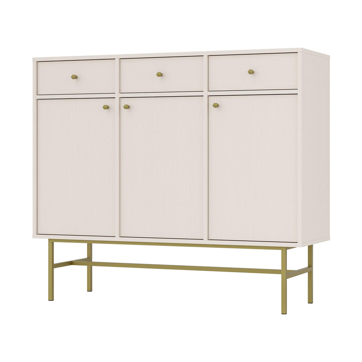 KOMMODE TORINO 125/108/41 cm mit 3 Schubladen 3 Türen Beige - Beige, Holzwerkstoff (125/108/41cm) - MASSENO
