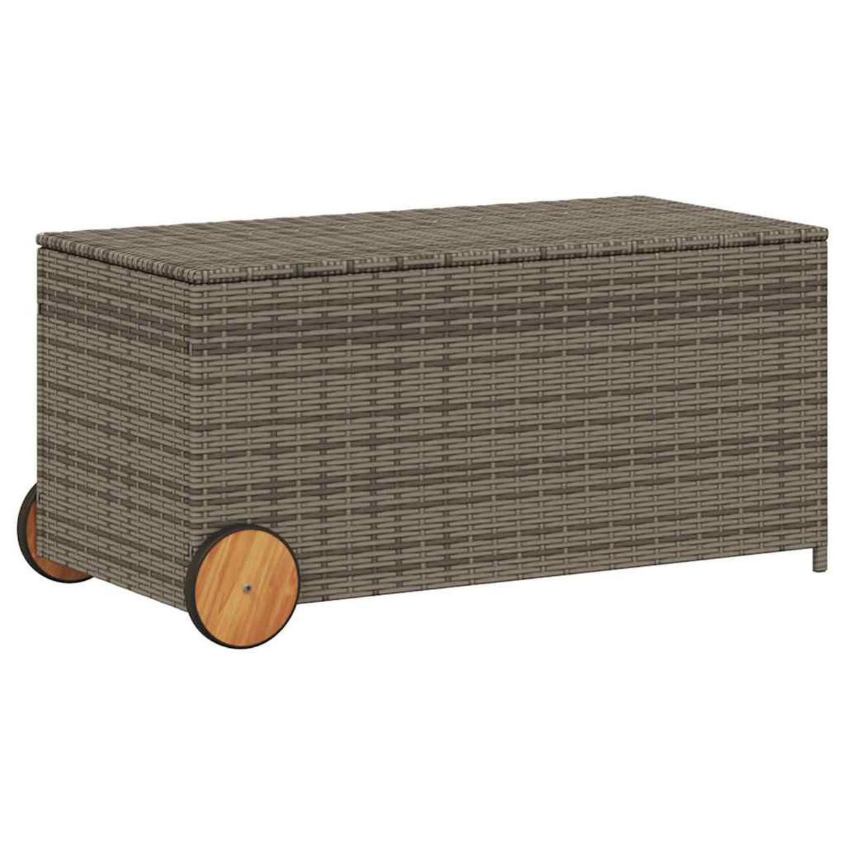 GARTENTRUHE mit Rollen Grau 190L Poly Rattan - Grau, Kunststoff (107/100/55cm) - furnicato