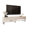LOWBOARD TV-Schrank CALANTE 180 cm auf schrägen schwarzen Beinen - Kaschmir/Schwarz, Holzwerkstoff/Metall (180/43/35cm) - Lookway