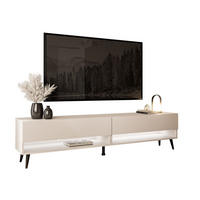 LOWBOARD TV-Schrank CALANTE 180 cm auf schrägen schwarzen Beinen - Kaschmir/Schwarz, Holzwerkstoff/Metall (180/43/35cm) - Lookway