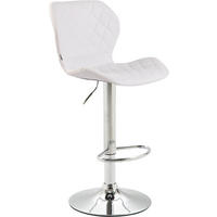 BARHOCKER Lederlook weiß - Chromfarben/Walnussfarben, Textil/Metall (47/88/51cm) - CLP