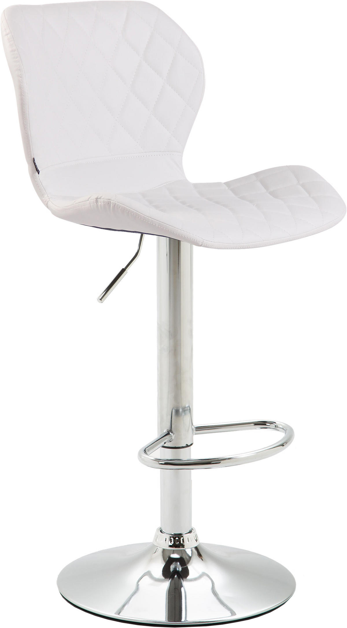BARHOCKER Lederlook weiß - Chromfarben/Walnussfarben, Textil/Metall (47/88/51cm) - CLP
