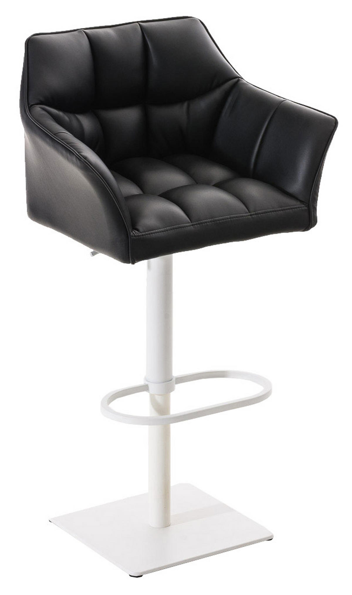 BARHOCKER 2er Set Damaskus Kunstleder weiß schwarz - Schwarz/Weiß, Textil/Metall (64/110/48cm) - TPFLiving
