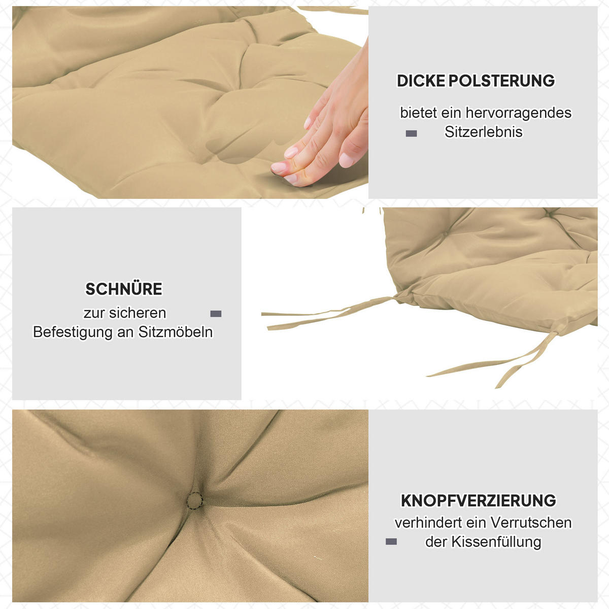 SESSELAUFLAGEN Khaki 2 Stück - Beige, Kunststoff (50/8/98cm) - GiPP