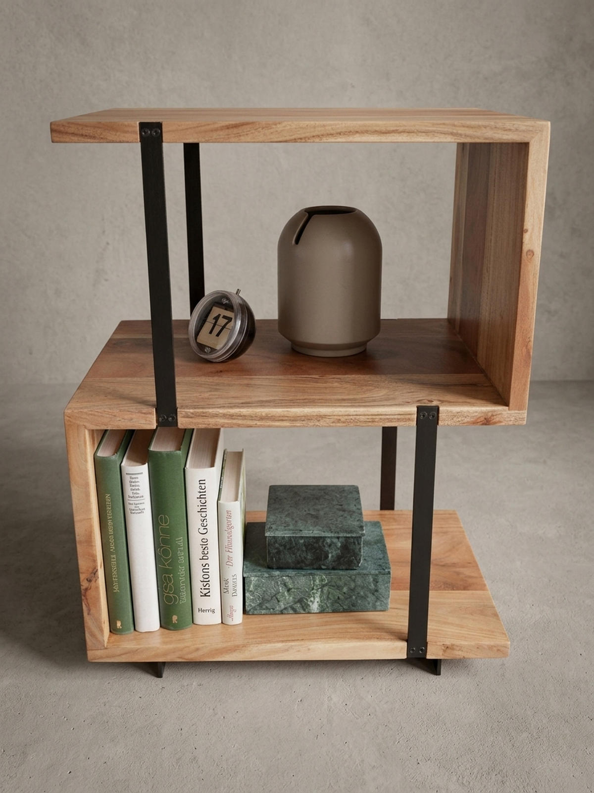 BEISTELLTISCH – Massivholz Edelstahl S-Form modern - Beige/Schwarz, Holz (30/45/60cm) - KADIMA DESIGN