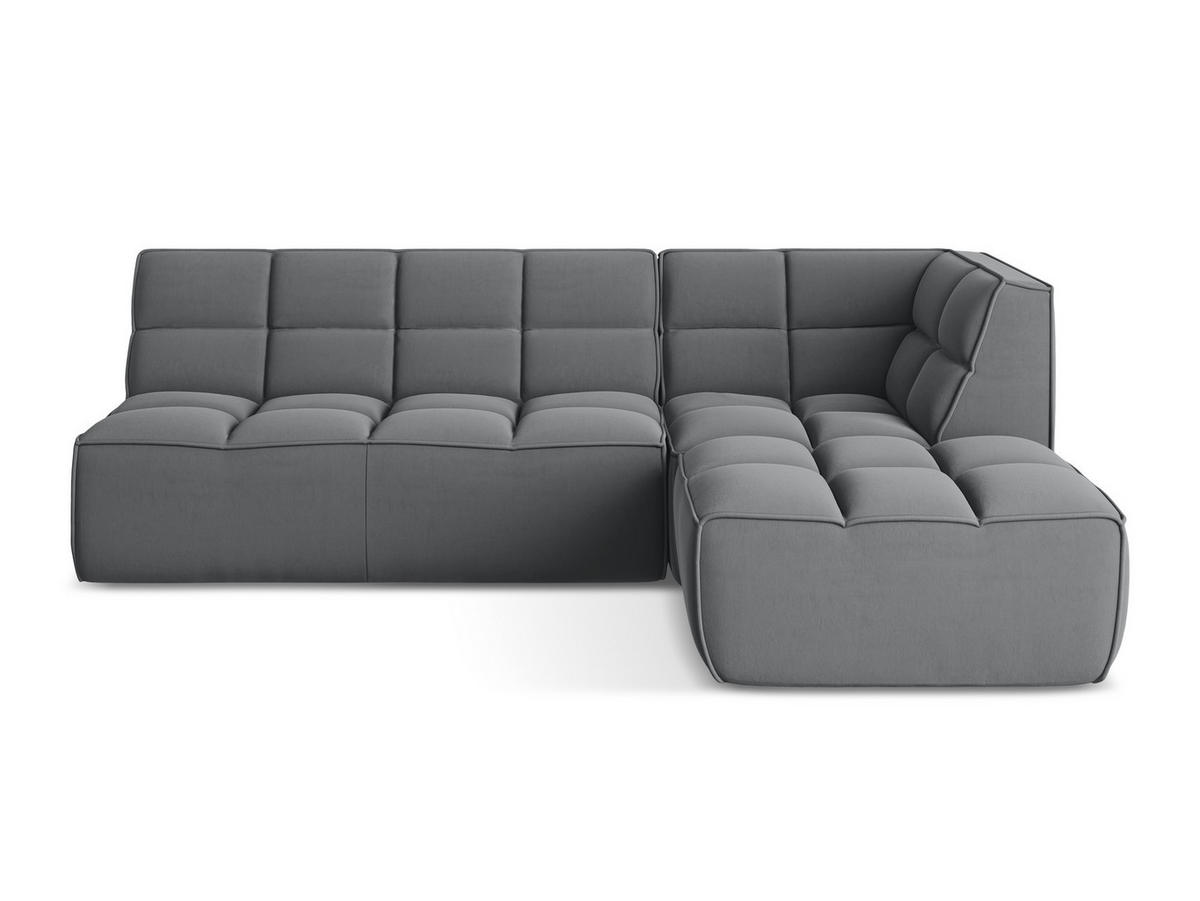 ECKSOFA Beidseitig Samt Stoff Grau - Dunkelgrau/Schwarz, Kunststoff/Textil (258/178cm) - Makamii