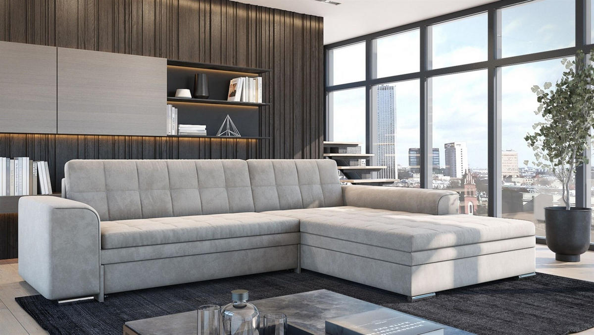 ECKSOFA Lusaka Mit Schlaffunktion - Beige, Holzwerkstoff/Textil (198/292cm) - Fun Möbel