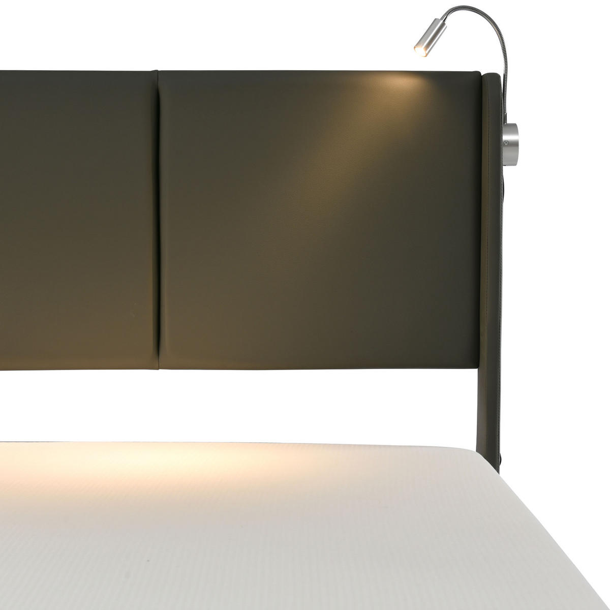 POLSTERBETT 140/200 cm in Grau mit Bettkasten, Leselampe und USB - Grau, Holzwerkstoff/Textil (140/200cm) - WISHDOR