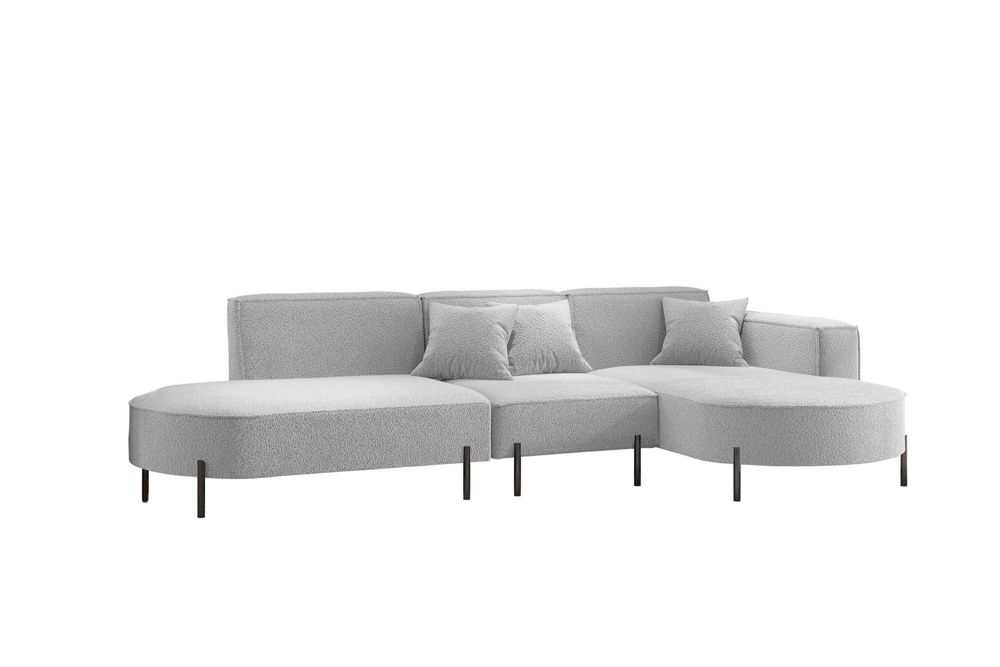 ECKSOFA Valencia - Hellgrau, Holzwerkstoff/Textil (321/165cm) - Fun Möbel