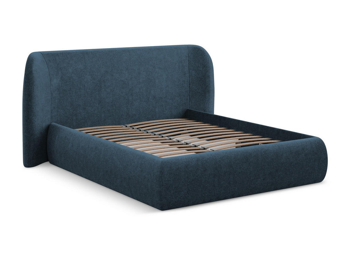 POLSTERBETT mit Bettkasten und Lattenrost 210x215 Blau - Blau/Schwarz, Kunststoff/Textil (160/200cm) - Makamii