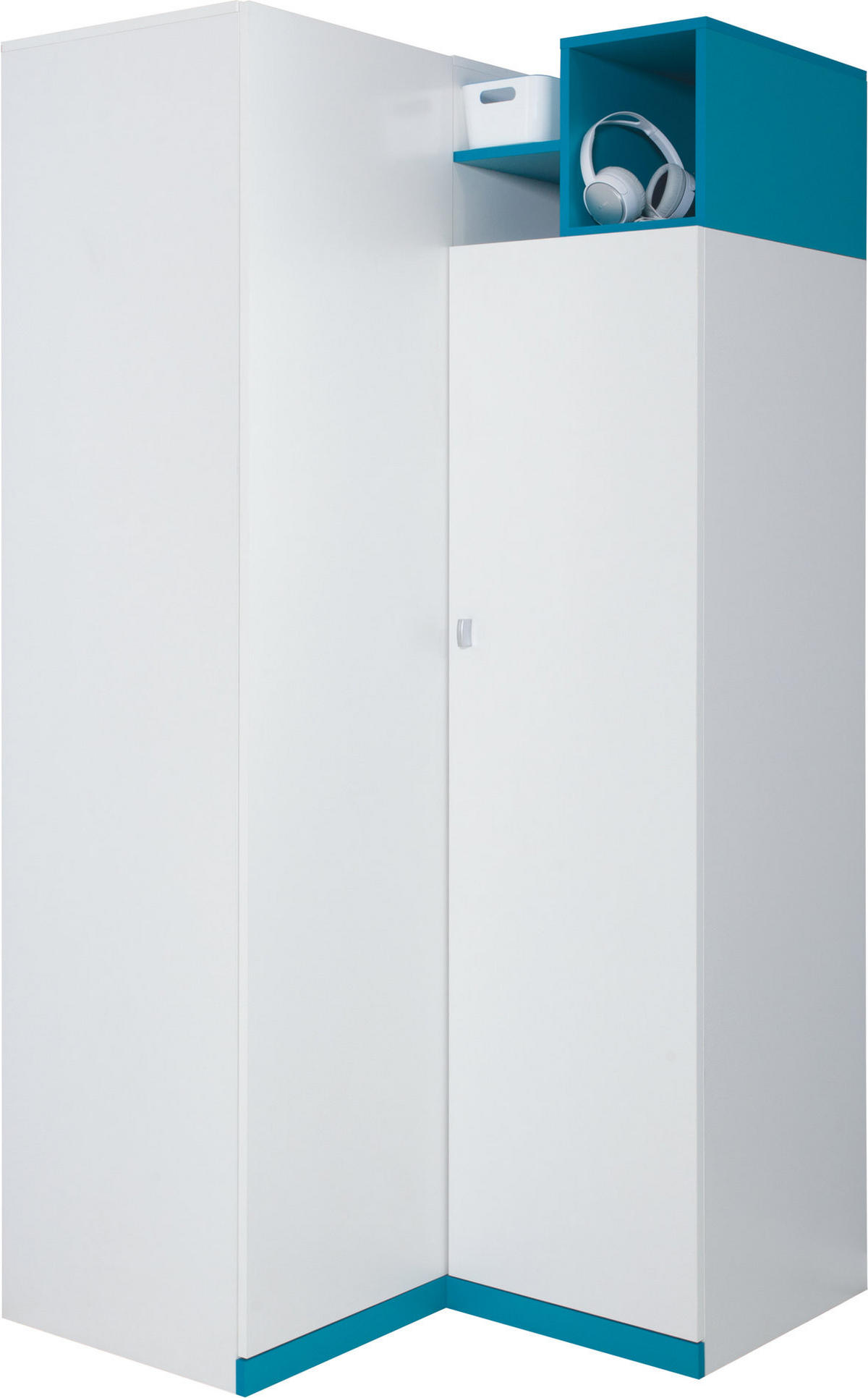 DREHTÜRENSCHRANK ENNA 95/195/95cm 2-türig Weiß - Blau/Weiß, Holzwerkstoff (95/195/95cm) - MASSENO