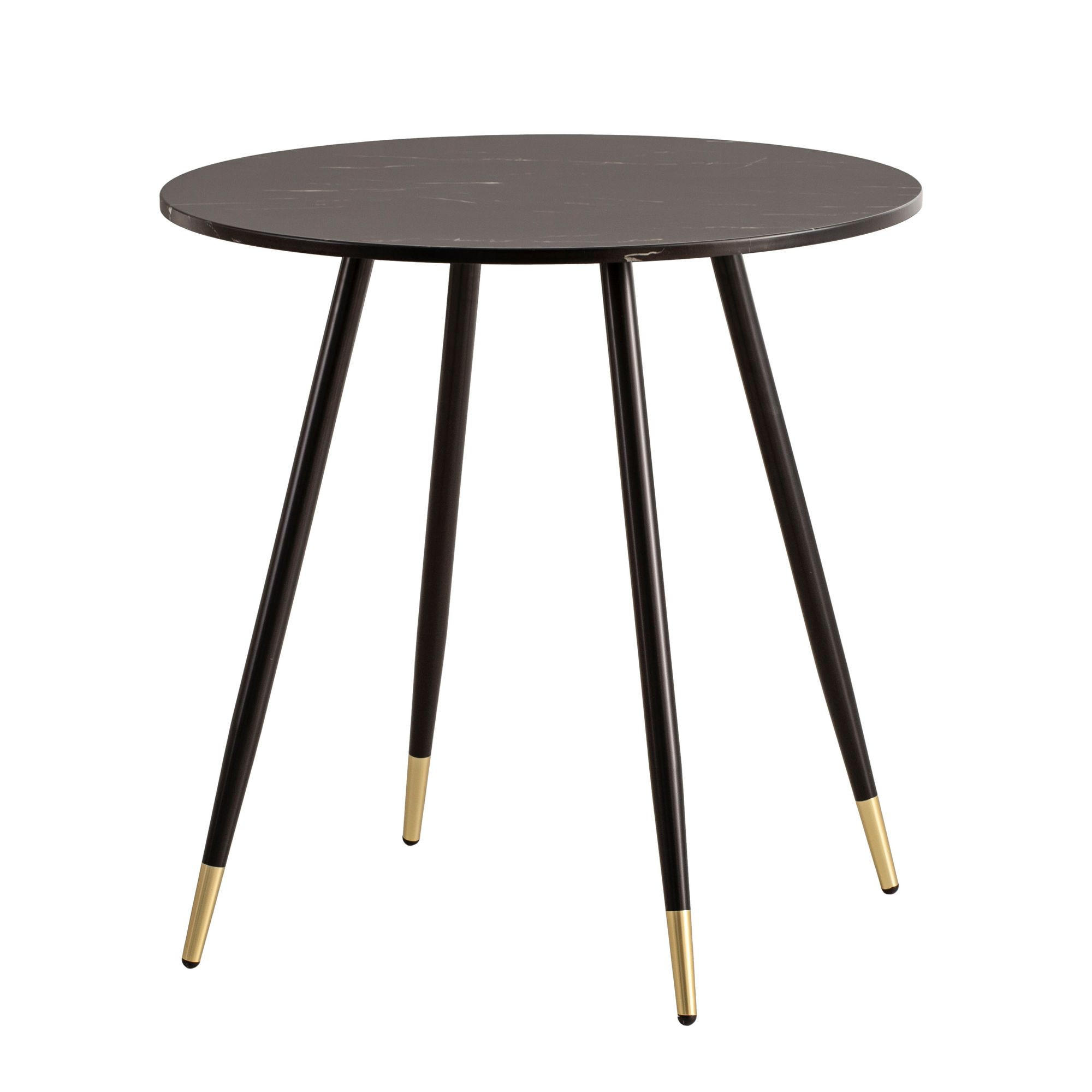 ESSTISCH Marmoroptik Metall Rund Modern, Schwarz 75x75x76 cm - Goldfarben/Schwarz, Holzwerkstoff/Metall (75/75/76cm) - KADIMA DESIGN