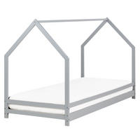 KINDER-HAUSBETT Grau 90-200 cm Appy - Grau, Holz (90/200cm) - Beliani
