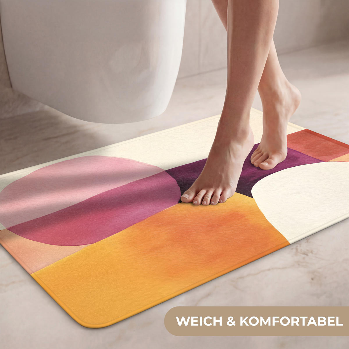 WC PŘEDLOŽKA Tvary - abstraktní - barevné 80x50 cm - terakotová, textil/plast (80/1cm) - OnlyWow